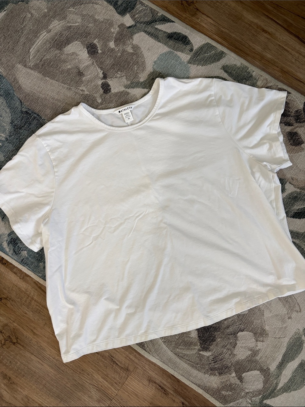 Athleta White Relaxed Cotton Crew Tee